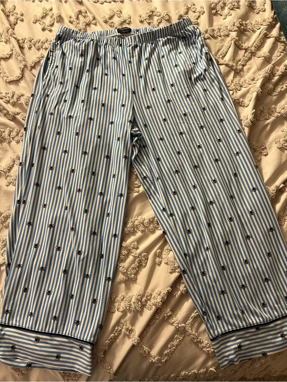 Kate Spade New York Buzzing Bees Stripe Print Pajama Pants -size Large